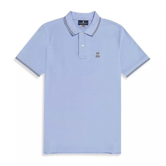 Psycho Bunny Logan New Deco Blue Tipped Short Sleeve Polo Men’s Size 9 XXXXL